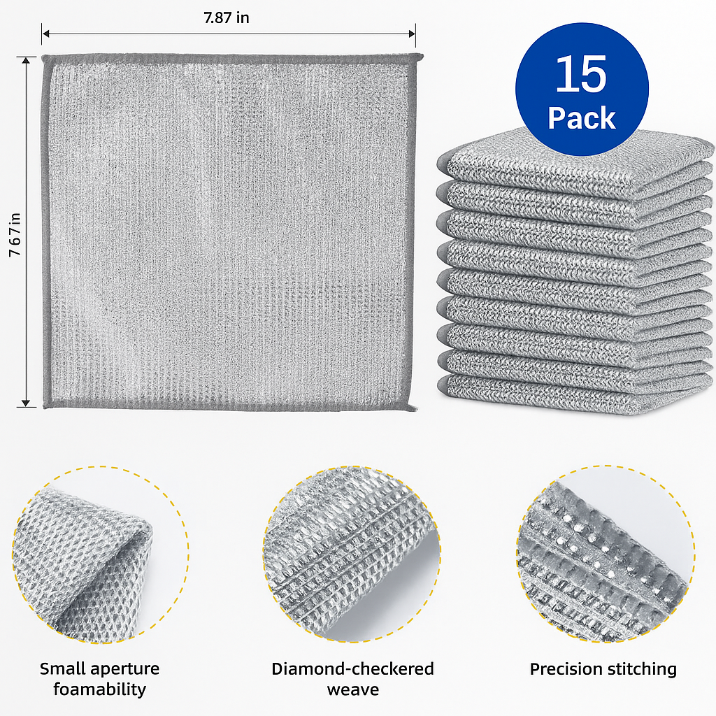 Heavy Duty Metal Mesh Scrubbing Cloths (15 Pack)